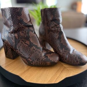 Snake print ankle boots